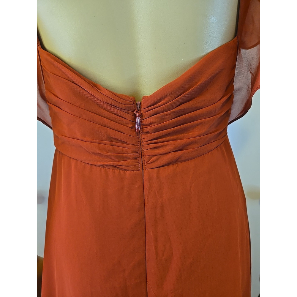 Azazie Rylee Bridesmaid Dress A10 Floor Length Slit Formal Gown Chiffon - Picture 8 of 10